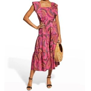 FARM RIO PINK WILD BANANAS MIDI DRESS